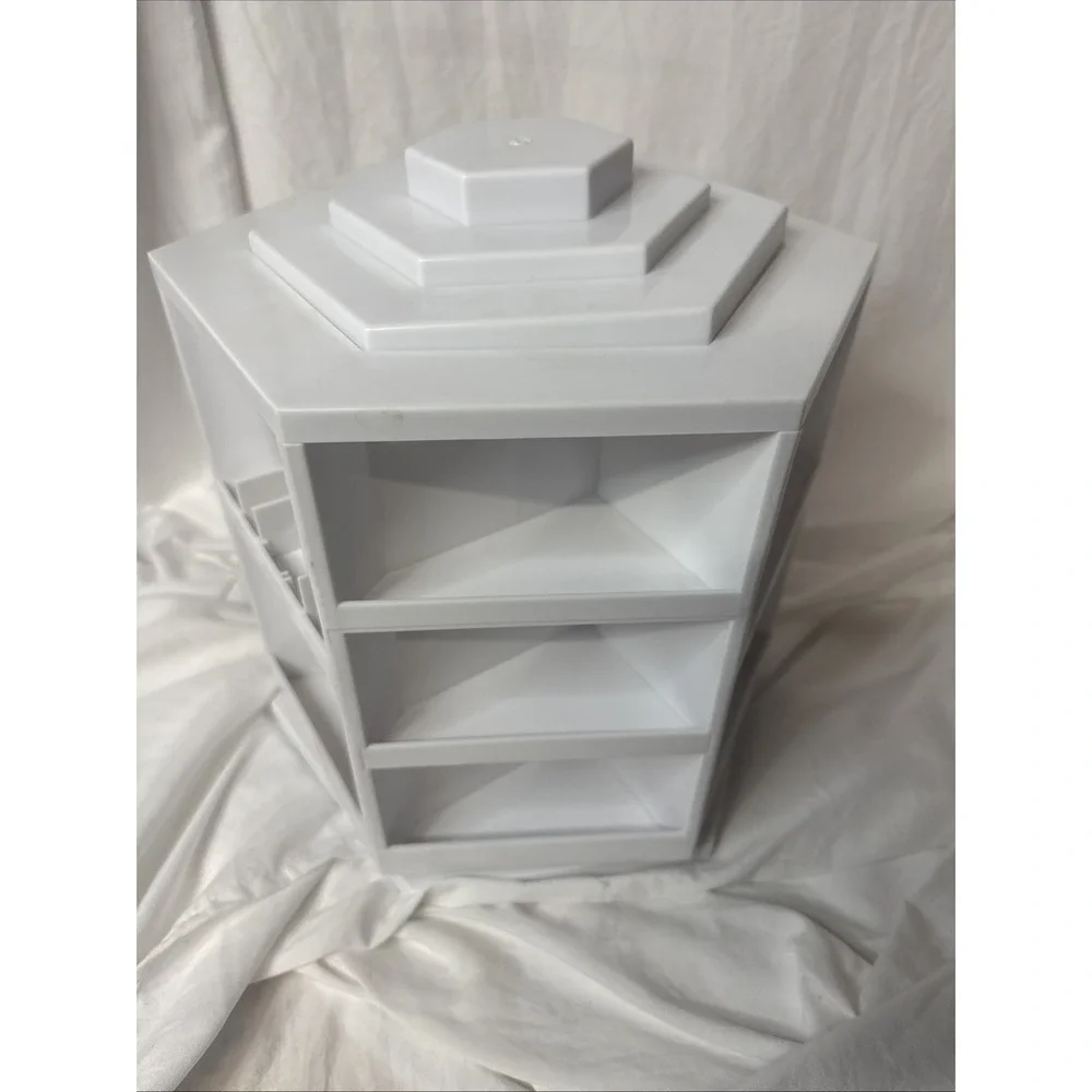Lori Greiner Makeup Cosmetic Craft Organizer Tabletop Spinning Rotating  White